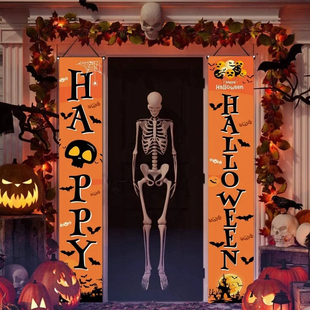 NEW! Porch Logo Banner Happy Halloween Hanging Decoration Prop Banner with Hook - Picture 1 of 4